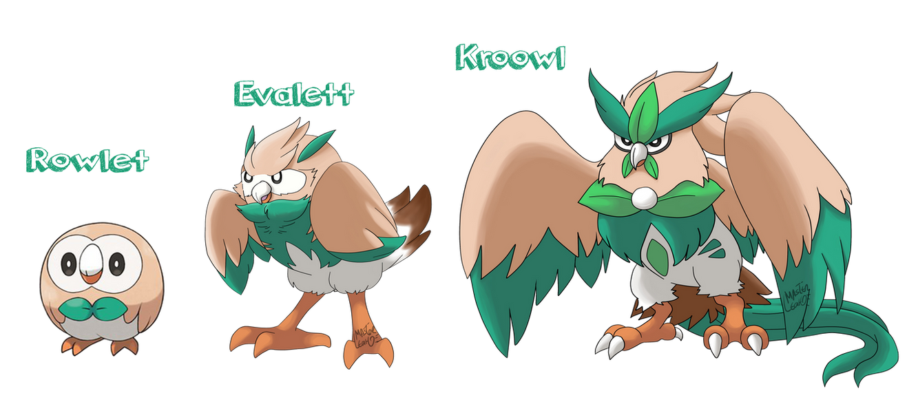Rowelett Evolution Rowlet Evolutions by MasterLeahART on DeviantArt