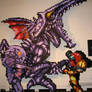 Ridley, Samus, and the Torizo Statue