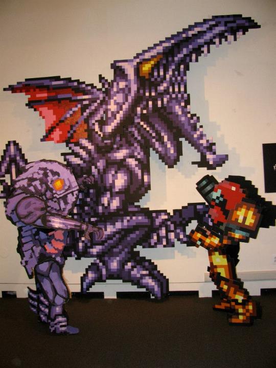 Ridley, Samus, and the Torizo Statue