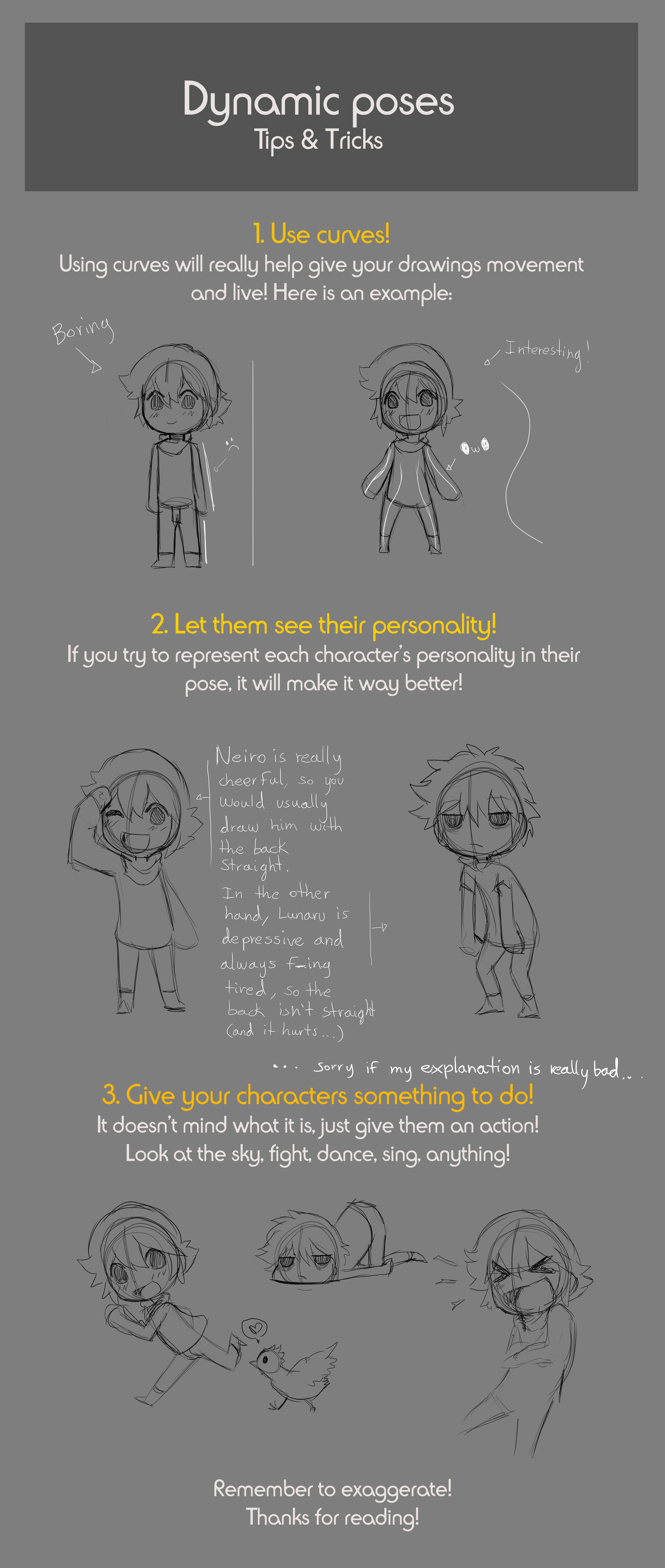 Dynamic poses: Tips and Tricks by LunaruXZ on DeviantArt