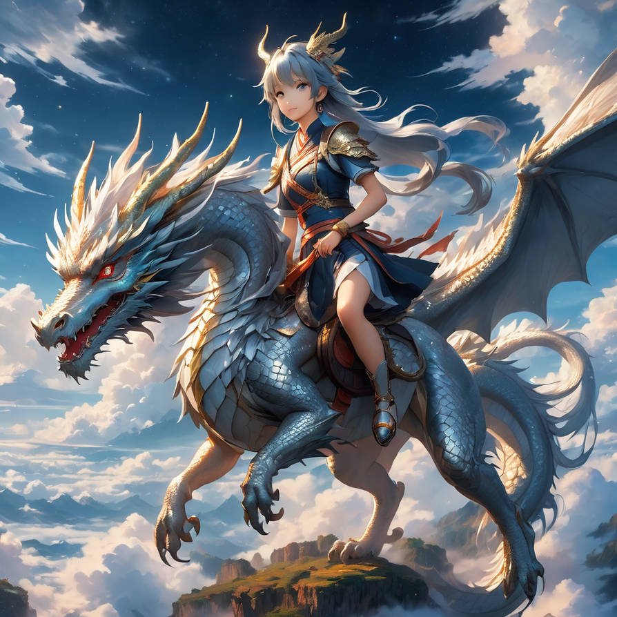 Silver Dragon Rider by RedShinobi on DeviantArt