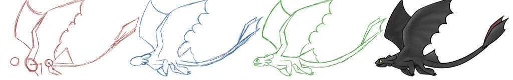 Toothless: step by step by Pauline1302 on DeviantArt