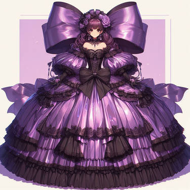 Purple Flower Victorian Doll Outfit - Lg