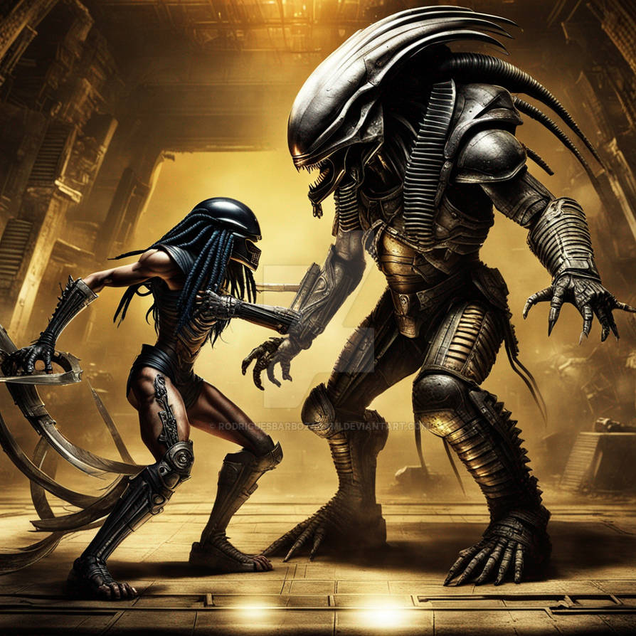 Predator female vs Alien Guardian by RodriguesBarbozaDami on DeviantArt