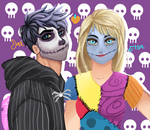 Jack And Elsa ~~ the Nightmare before Christmast by Tetra-freak