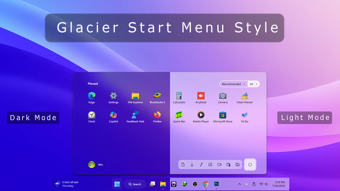 Glacier Start Menu - Windhawk Style Mods by linkvegas12 on DeviantArt