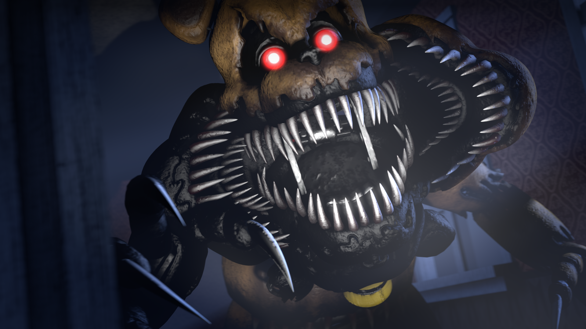 I lined up Nightmare Fredbear with one of his hallway renders and