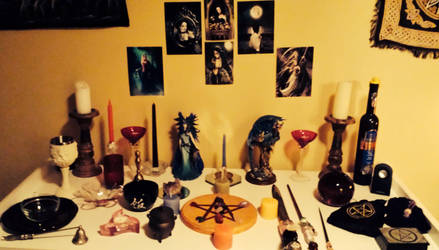 My main altar all set up ready for the Full Moon