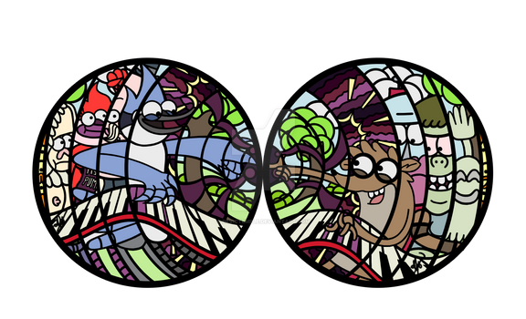 Mordecai and Rigby Sun Catcher Designs