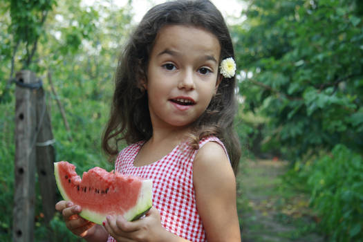 Wattermelon Little Girl Portrait 5