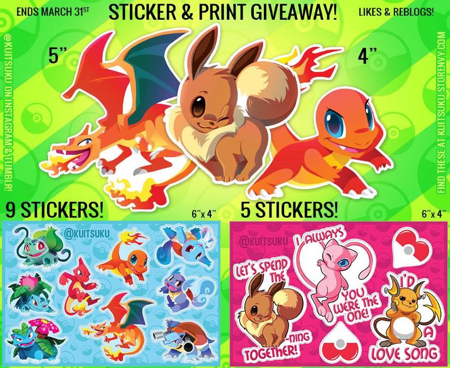 Pokemon Sticker Giveaway! by Kuitsuku on DeviantArt