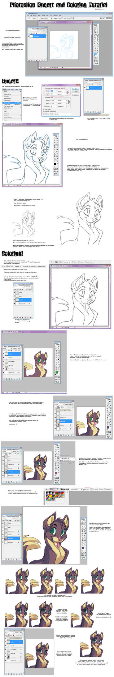 Photoshop Lineart-Coloring Tut by Kuitsuku