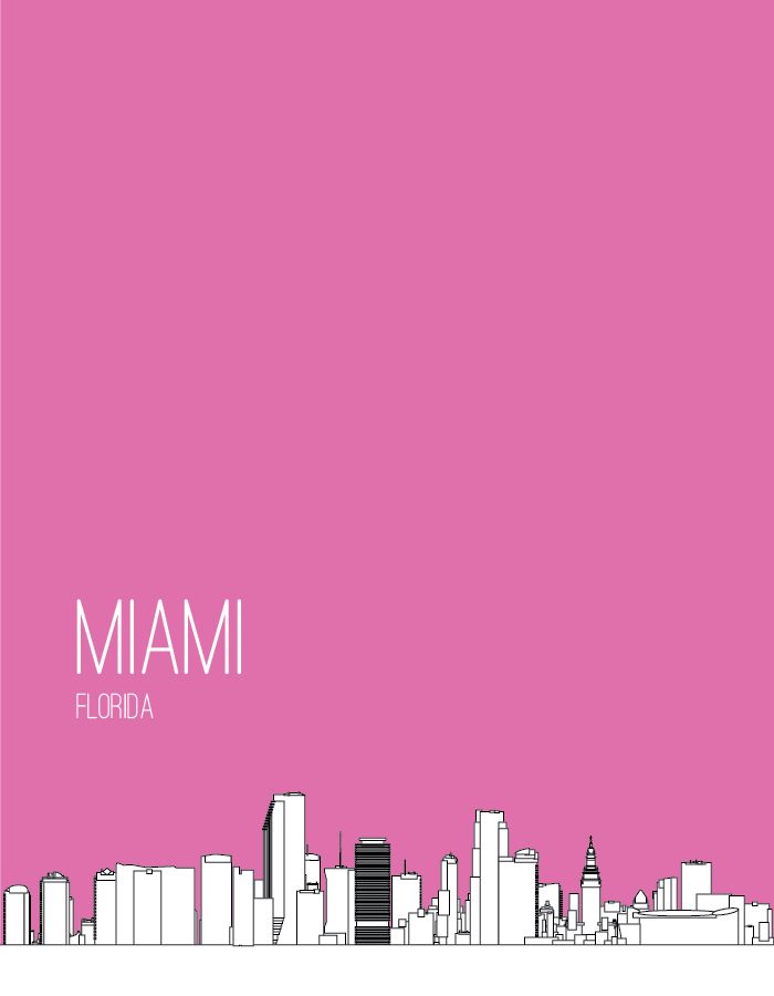 PosterVine Miami Skyline Poster