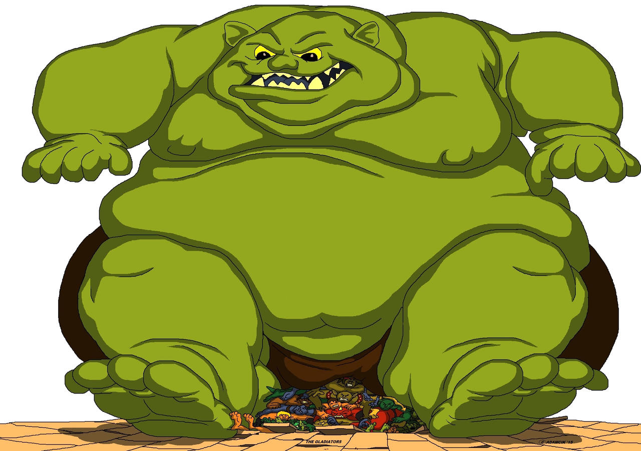Ogres Garden Inflation fat ogre squashes a pile of gladiators by blubbersquasher on DeviantArt