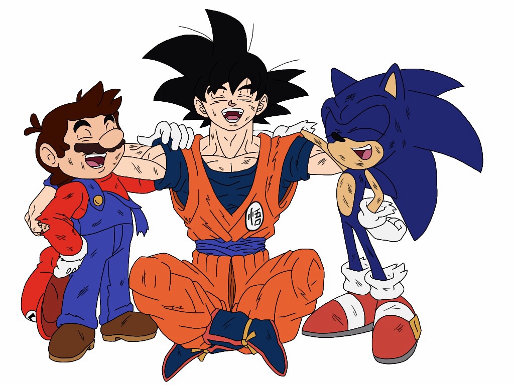 Goku Mario And Sonic Laughing battle Scratches By Zumokuta1995 On goku-mario-and-sonic-laughing-battle-scratches-by-zumokuta1995-on