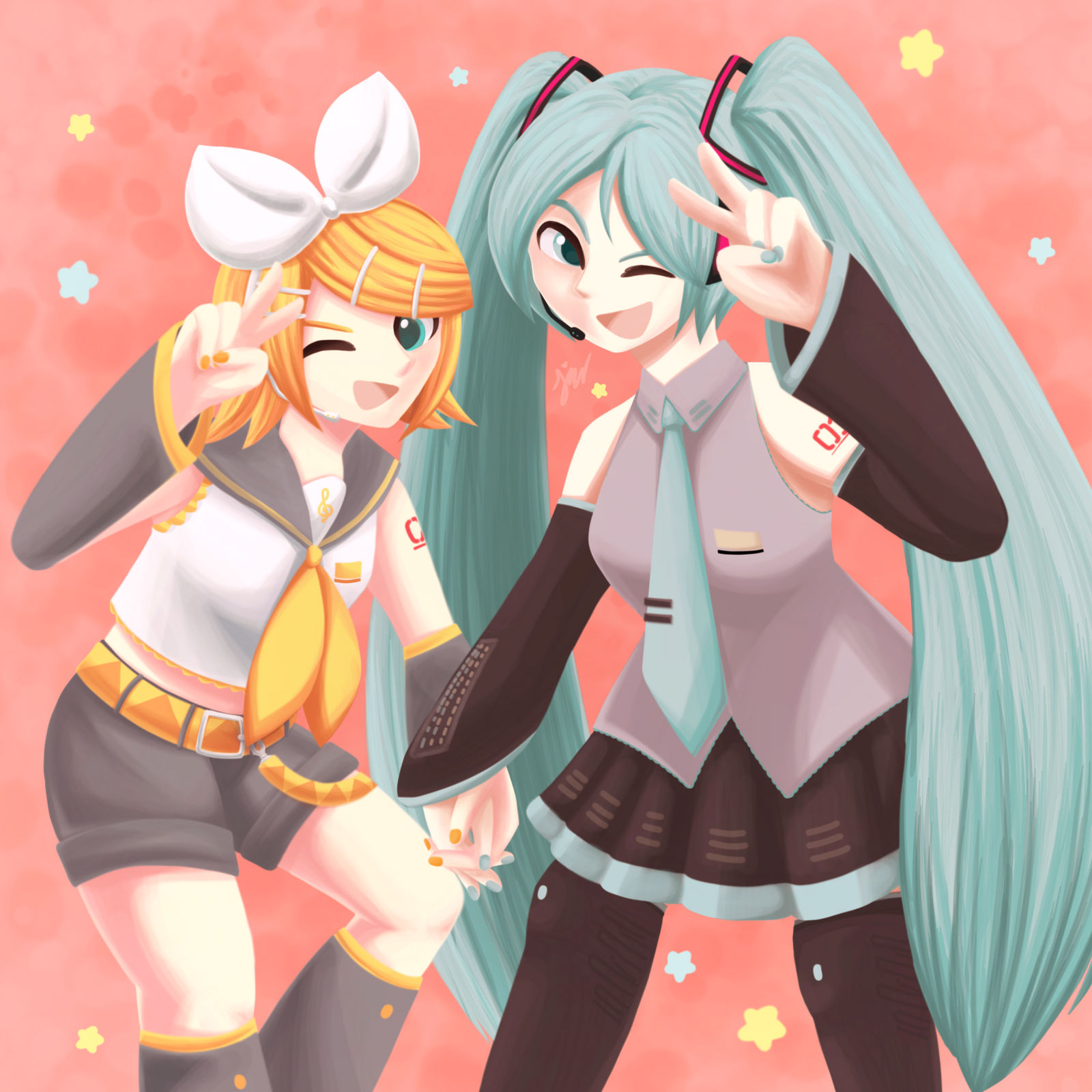 Rin and Miku by JessiePegasus on DeviantArt