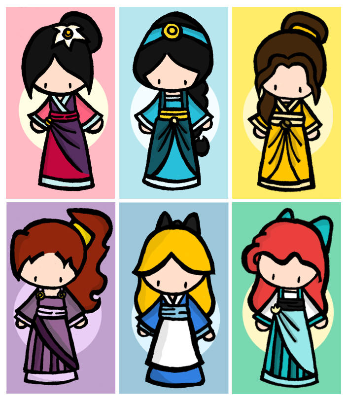 Princesses in Kimono by cippow25 on DeviantArt