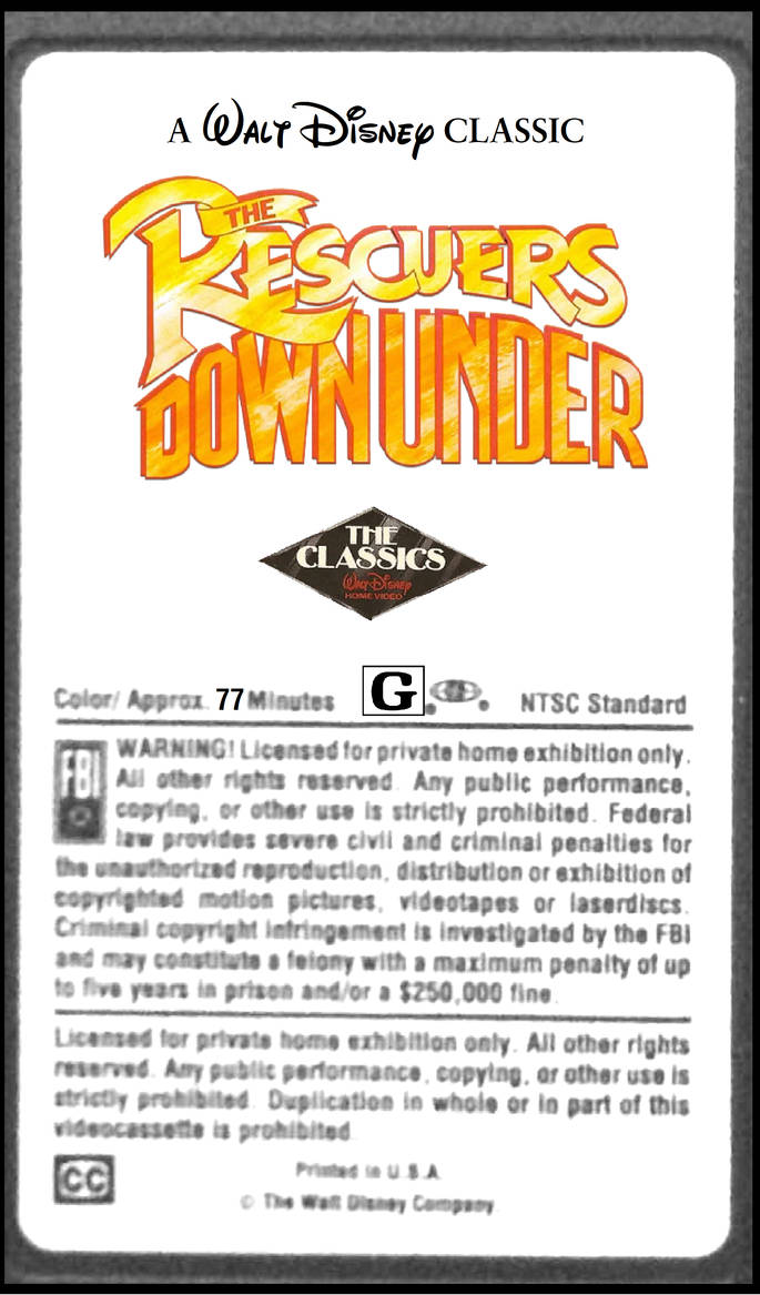 The Rescuers Down Under (1991 sticker label) by GrayLord791 on DeviantArt