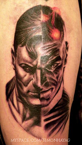 Superman and Brainiac tattoo