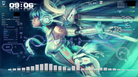 Hatsune Miku Futuristic Desktop [Rainmeter]