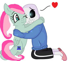 My MLP oc hugging Sans