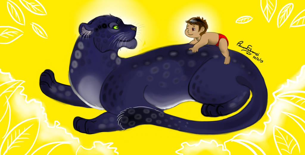 Black panther and a Man's cub by R-FakonWolf