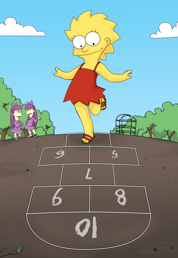 Lisa playing hopscotch