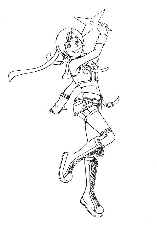 Yuffie Lineart By Jenyko On Deviantart