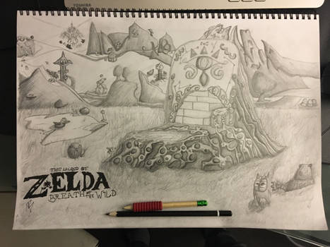 Zealda breath of the wild pencil drawing