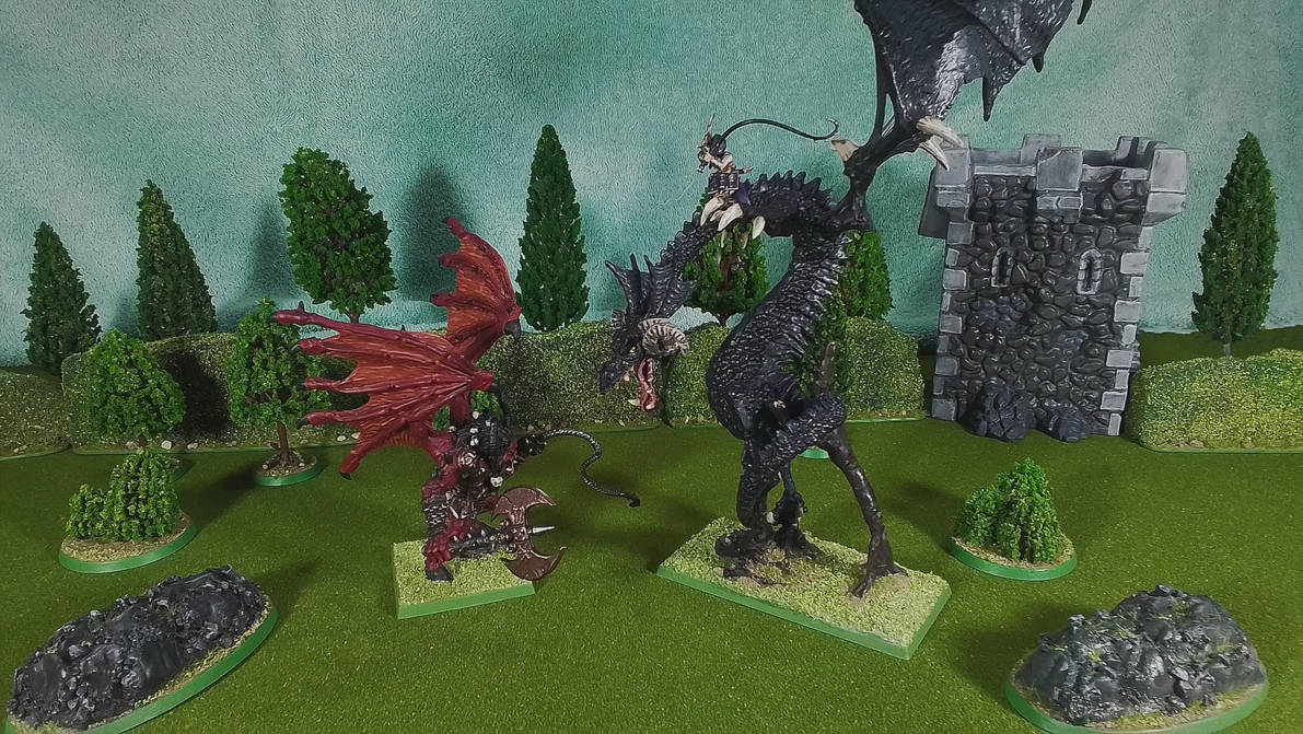 Dragon Rider vs Greater Daemon by TomatoRoll on DeviantArt