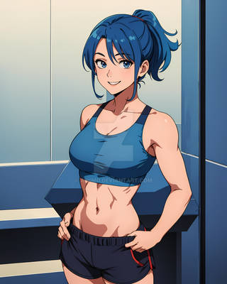 OPEN - Fit Blue Hair Anime Girl