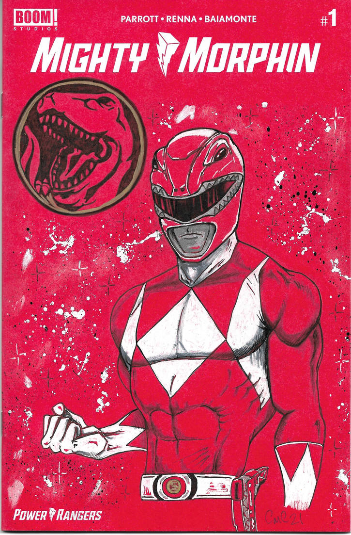 MMPR Red Ranger (on blank variant cover) by ChrisMilesC on DeviantArt