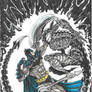 Batman vs Alien coloured after Staz Johnson 