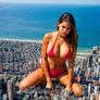 Mega giantess, city destruction