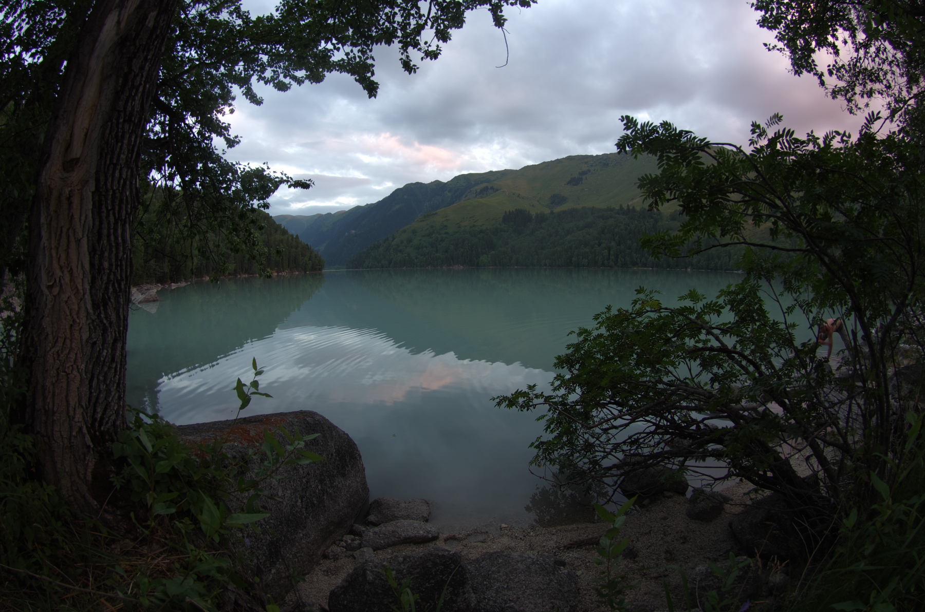 Sunset over lake