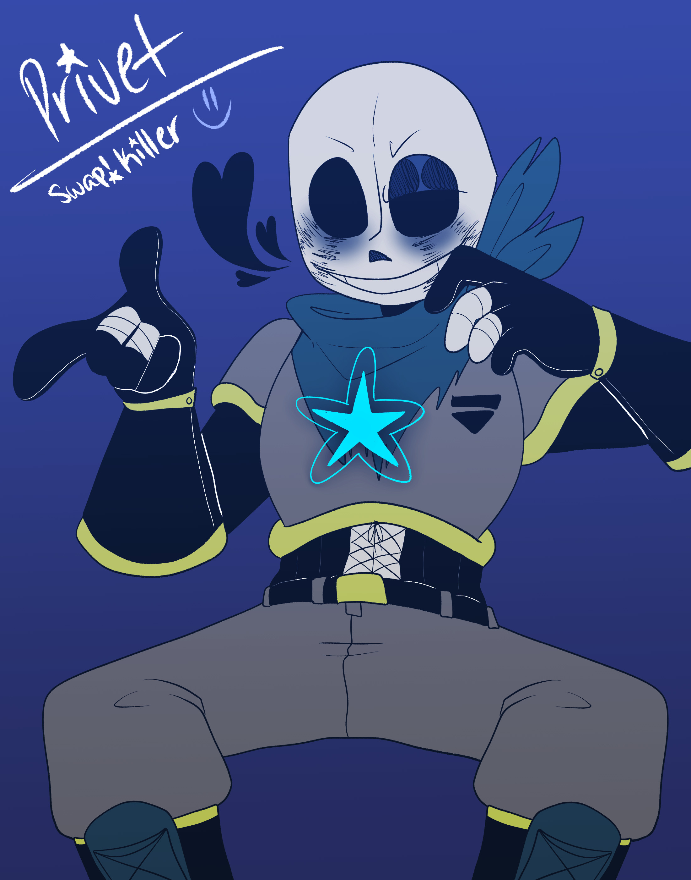 Undertale AU Killer!Sans Blue Black Cosplay Costume