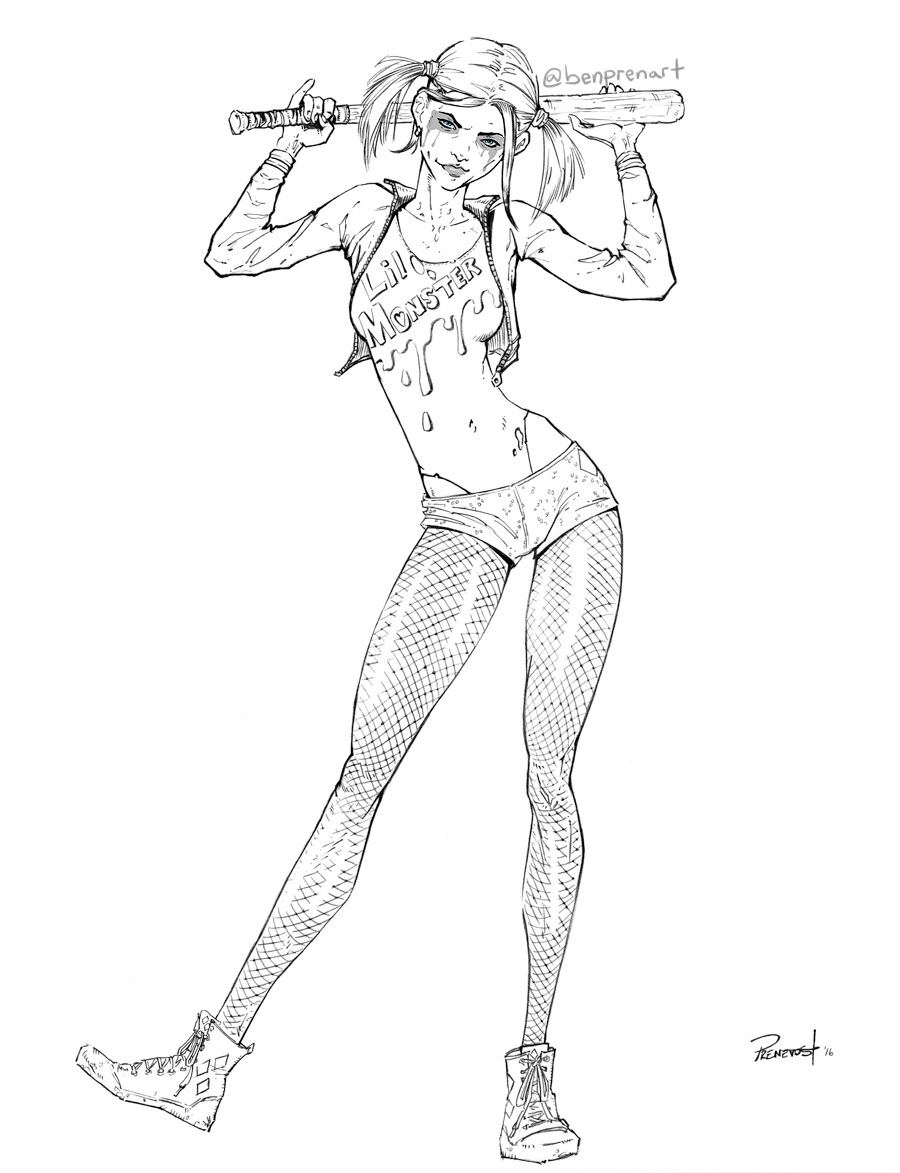 Harley Quinn Suicide Squad Style line art