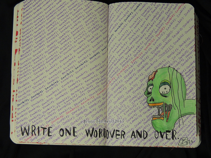 one word over and over - Wreck This Journal