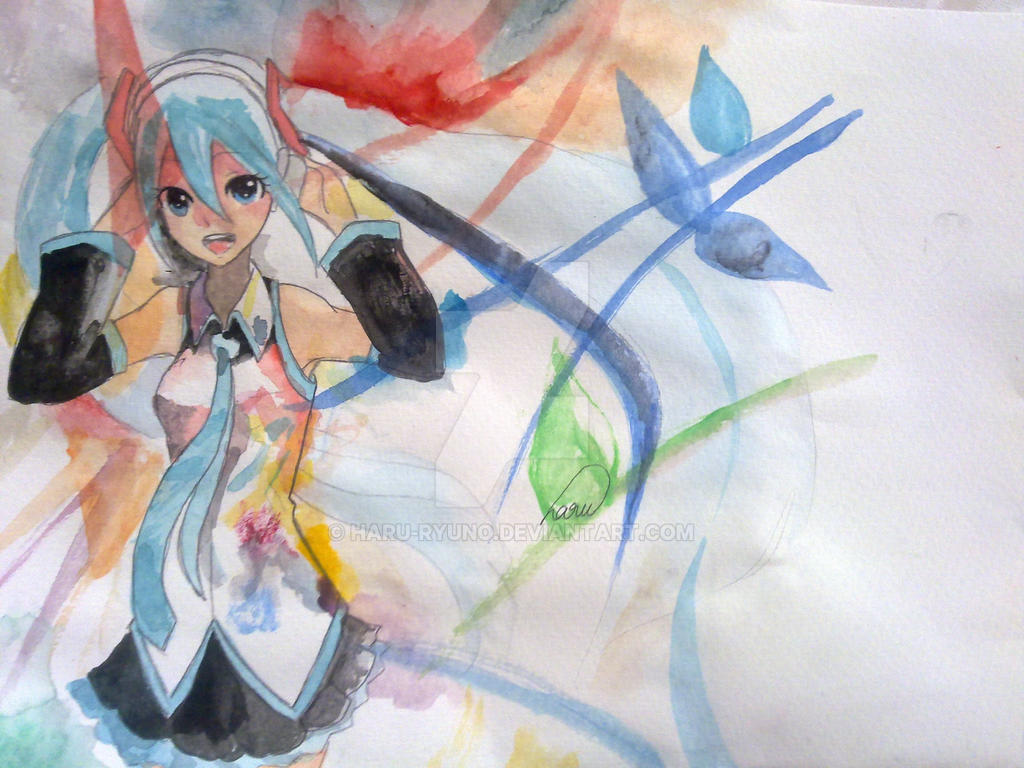 Hatsune MIku WATERCOLOUR!