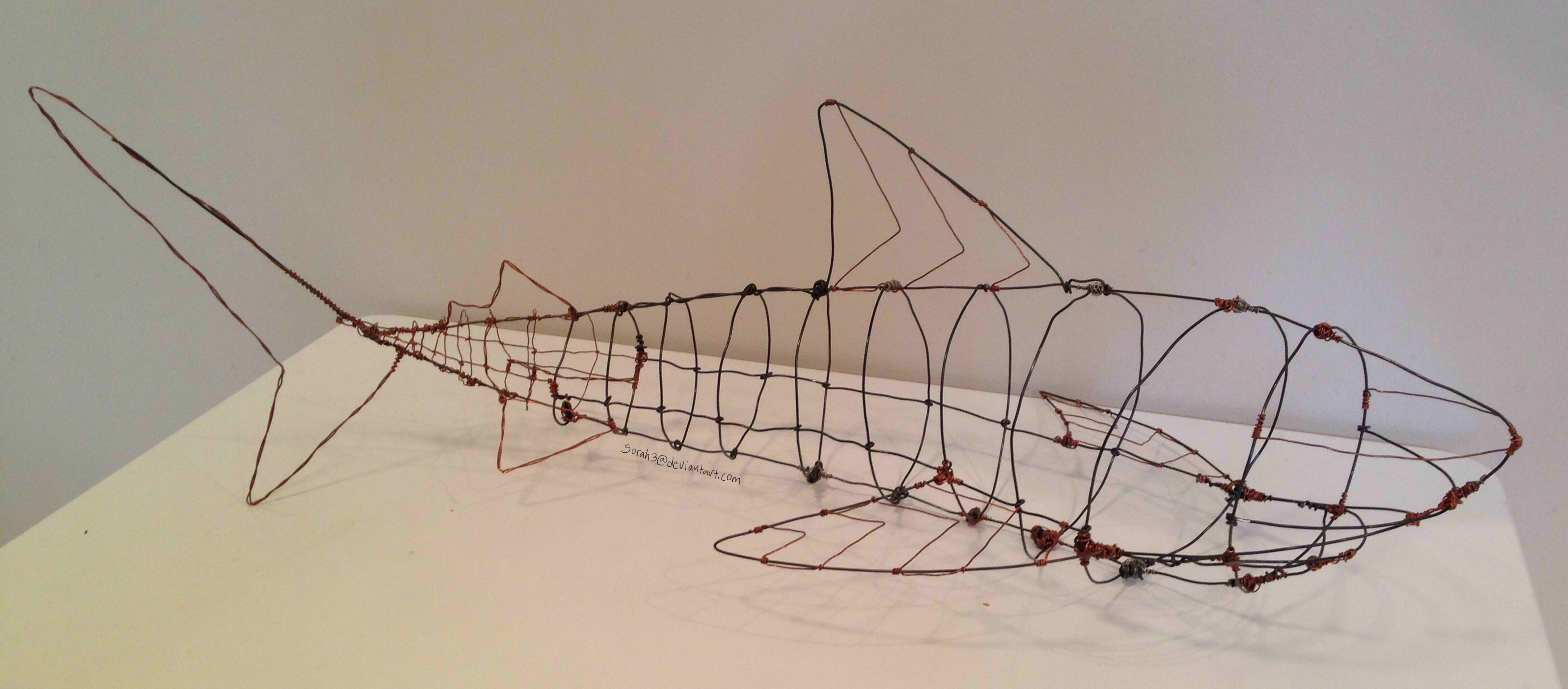 Wire shark sculpture