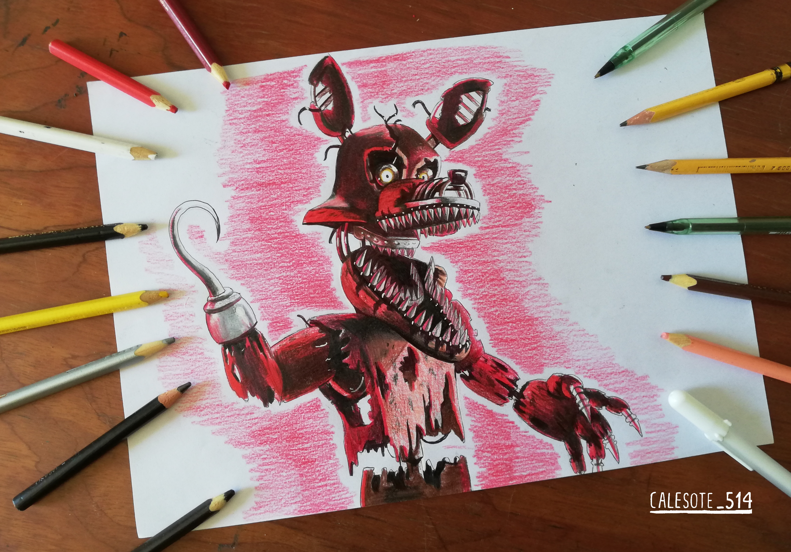 Nightmare Foxy Art Tradicional by Calesote514 by Calesote514 on DeviantArt