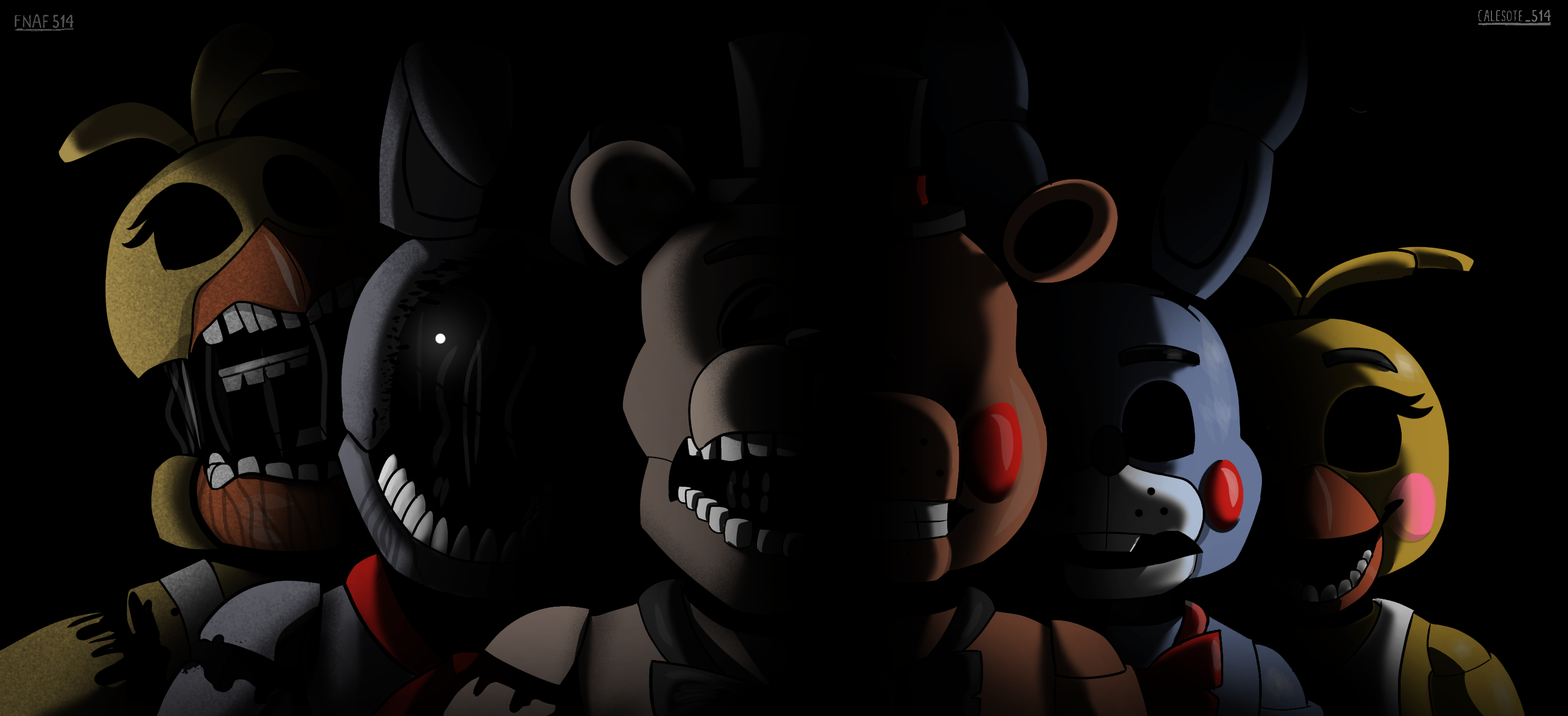 Five Nights at Freddy's 2 Wallpaper - Old F, B, C by PeterPack on DeviantArt