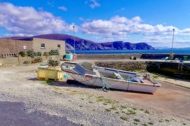 Moored boat at Purteen Harbour