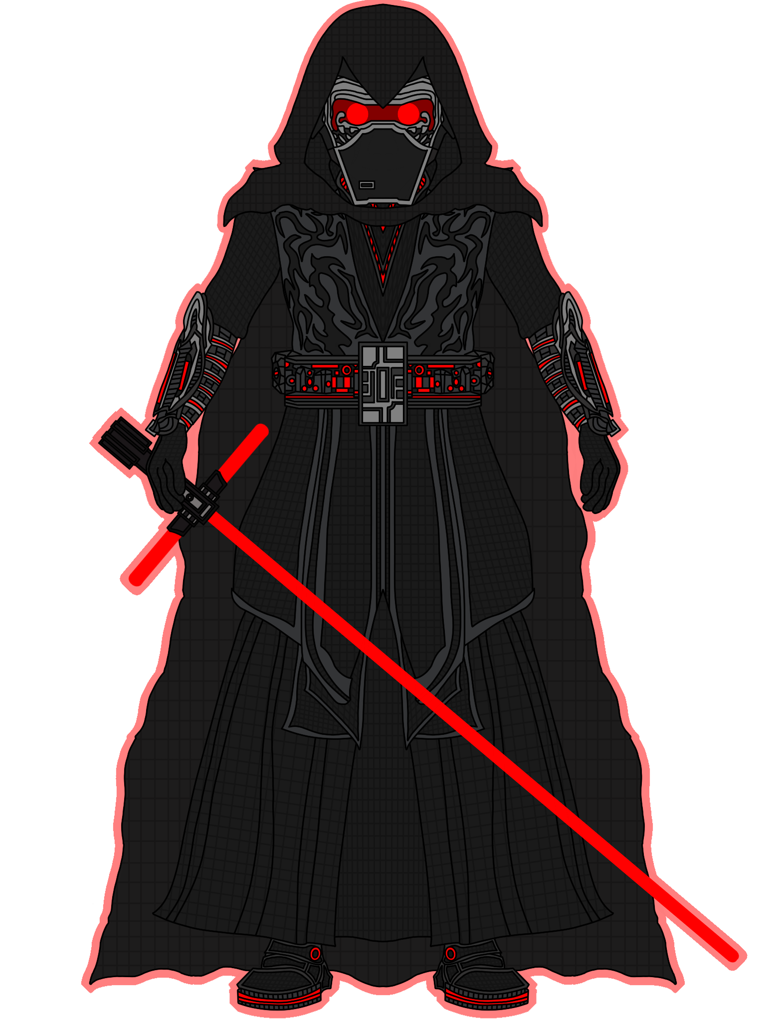 Supreme Leader Kylo Ren (hooded with lightsaber)