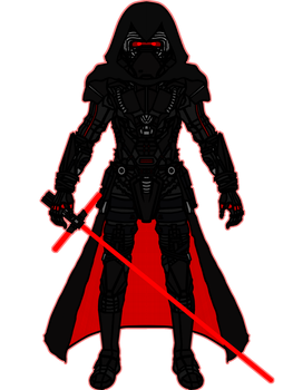 Supreme Leader Kylo Ren (hooded with lightsaber)