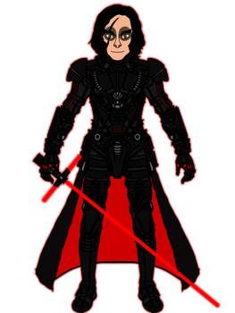 Supreme Leader Kylo Ren (unmasked with lightsaber)