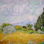 Wheatfield and Cypresses