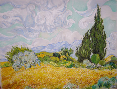 Wheatfield and Cypresses