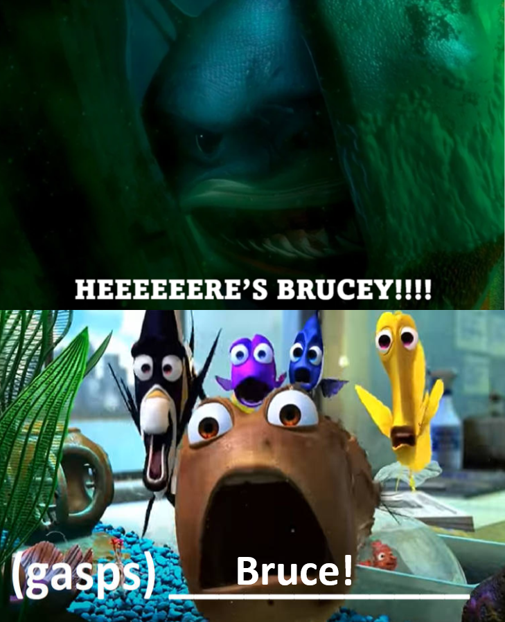 Bruce Scared Deviantart Bruce scares the Tank Gang by ehrisbrudt on DeviantArt
