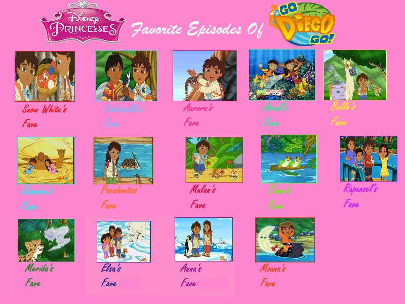 Disney Princesses Favorite Go Diego Go Episodes by ehrisbrudt on DeviantArt
